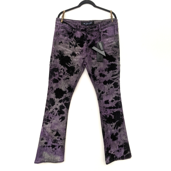 Valabasas Other - Valabasas Super Stacked Flare Jeans Purple Black Spiral Galaxy 36